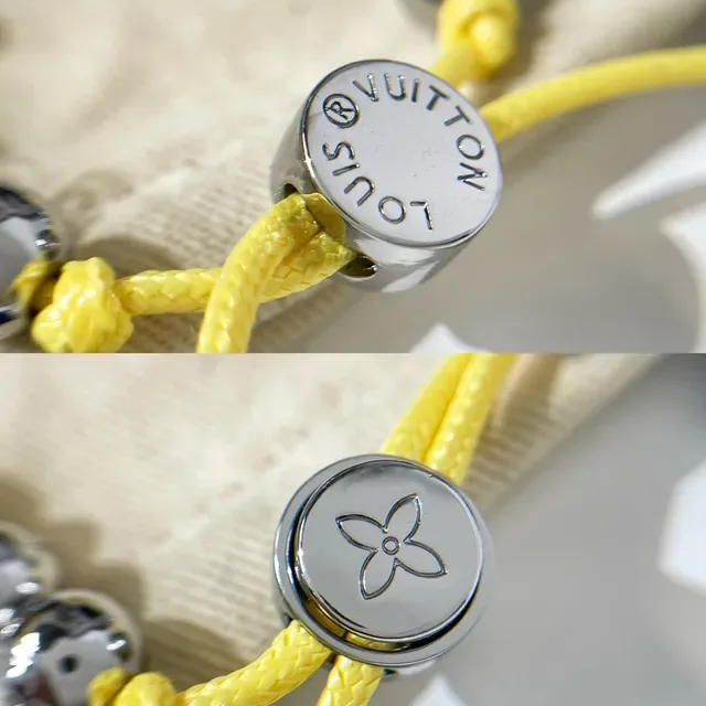 Louis Vuitton Yellow and Silver Beaded LV Logo Bracelet 2