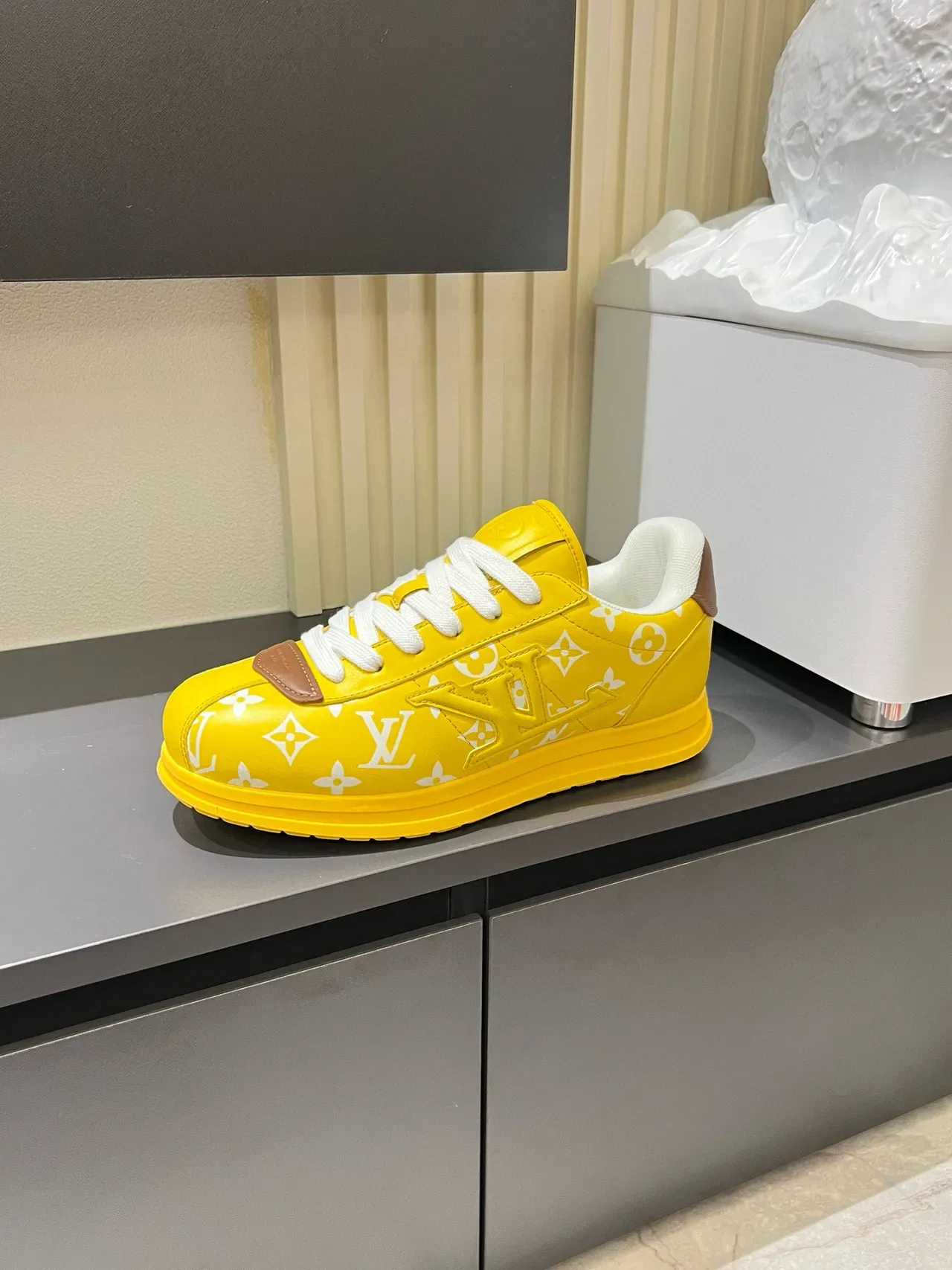Louis Vuitton Yellow Brown Monogram-Coated Leather Low-Top Silhouette Lifestyle Sneakers 5