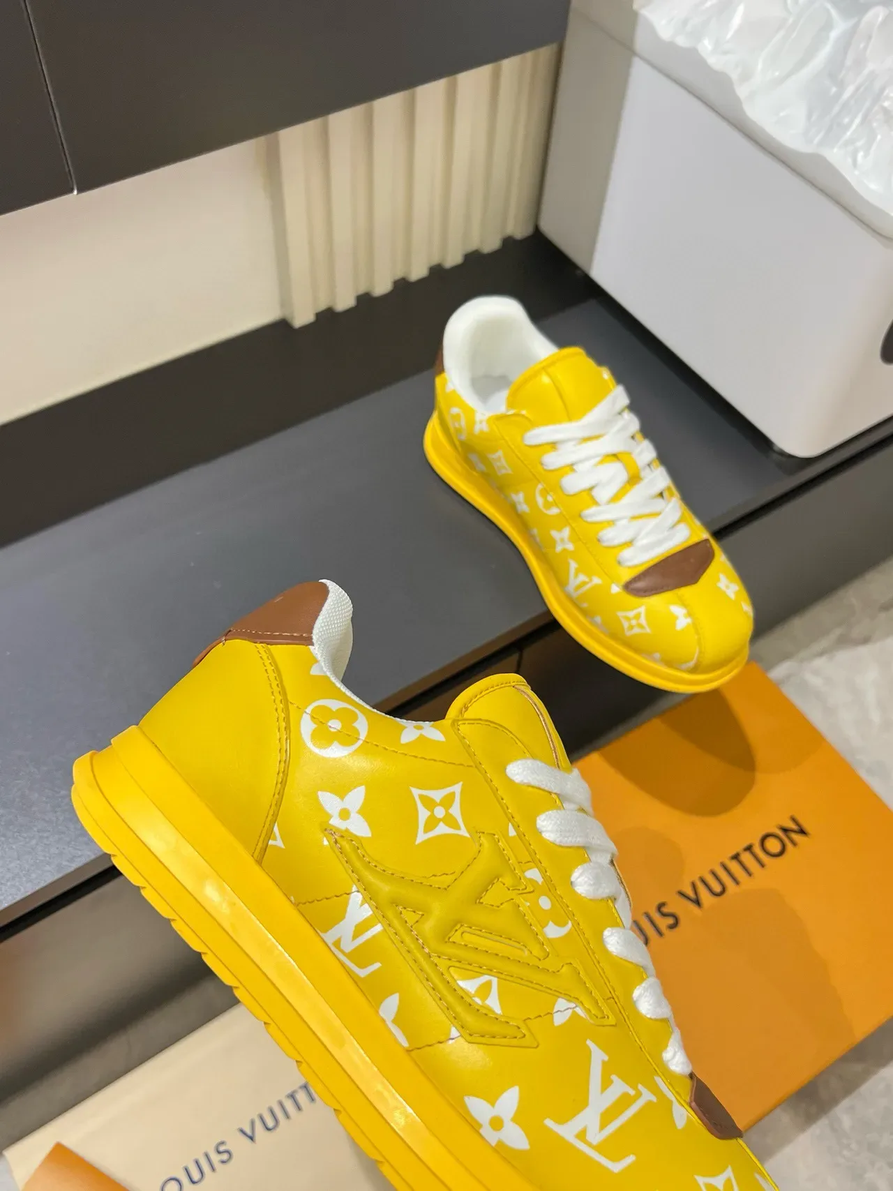 Louis Vuitton Yellow Brown Monogram-Coated Leather Low-Top Silhouette Lifestyle Sneakers 8