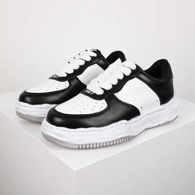 Maison Margiela Black White Deconstructed Layered Leather Lifestyle Sneakers 2