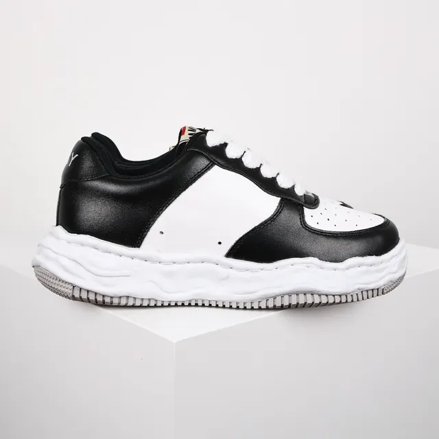 Maison Margiela Black White Deconstructed Layered Leather Lifestyle Sneakers 3