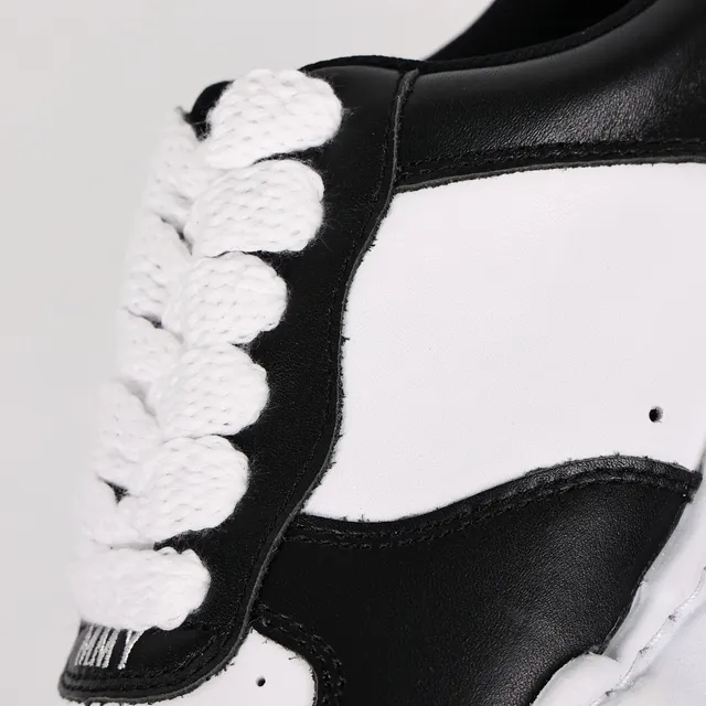 Maison Margiela Black White Deconstructed Layered Leather Lifestyle Sneakers 6