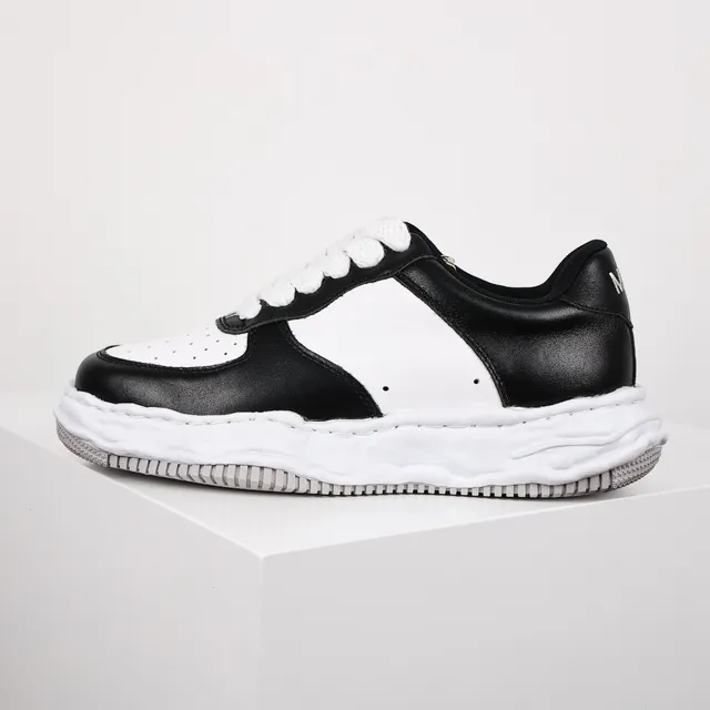 Maison Margiela Black White Deconstructed Layered Leather Lifestyle Sneakers 9
