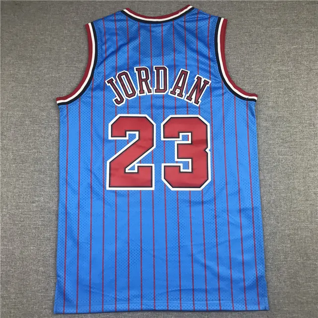 Mitchell & Ness Hardwood Classics Chicago Bulls Blue Red Pinstripe Jersey 3