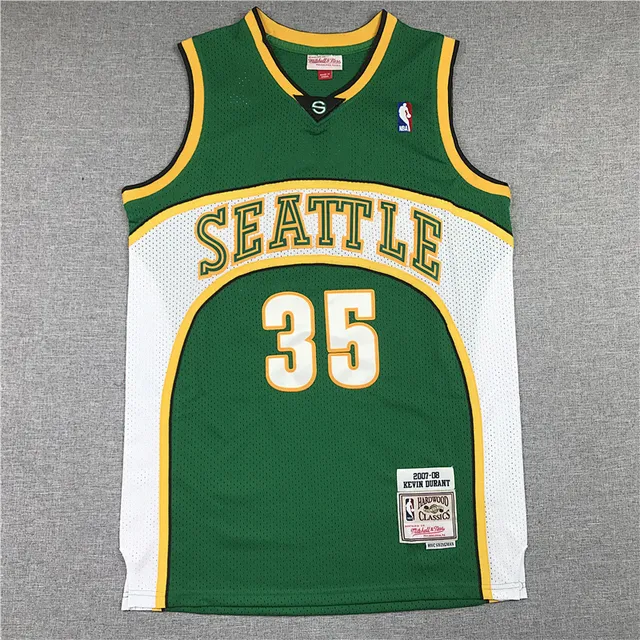 Mitchell & Ness Hardwood Classics Seattle 2007-08 Kevin Durant Green White Yellow Jersey 2