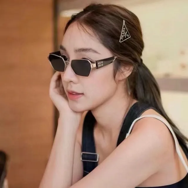 Miu Miu Angular Hexagonal Gold-Tone Tortoiseshell Temple Sunglasses 2
