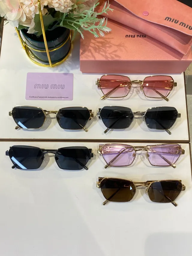 Miu Miu Angular Hexagonal Gold-Tone Tortoiseshell Temple Sunglasses 4