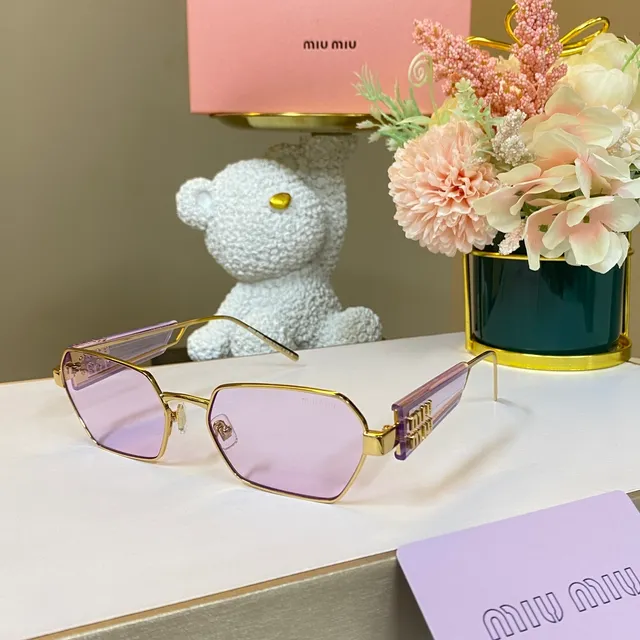 Miu Miu Angular Hexagonal Gold-Tone Tortoiseshell Temple Sunglasses 6