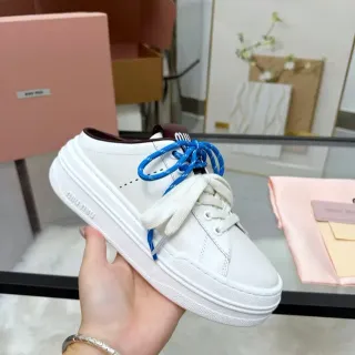 Miu Miu Wander blanco azul suela plataforma cordones bicolores zapatillas lifestyle