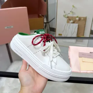 Miu Miu Wander Blanco Verde Rojo Doble Cordón Estilo de Vida Sneakers