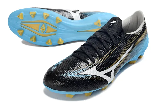Mizuno Noir Bleu Bas-Coupé Tige Synthétique Gradient Fade Firm-Ground Chaussures de Football 4