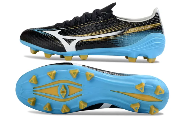 Mizuno Noir Bleu Bas-Coupé Tige Synthétique Gradient Fade Firm-Ground Chaussures de Football 6