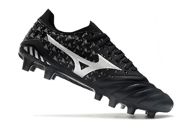 Mizuno Black Silver Quilted Toe Cap Geometric Triangle Print Firm-Ground Soccer Shoes 3