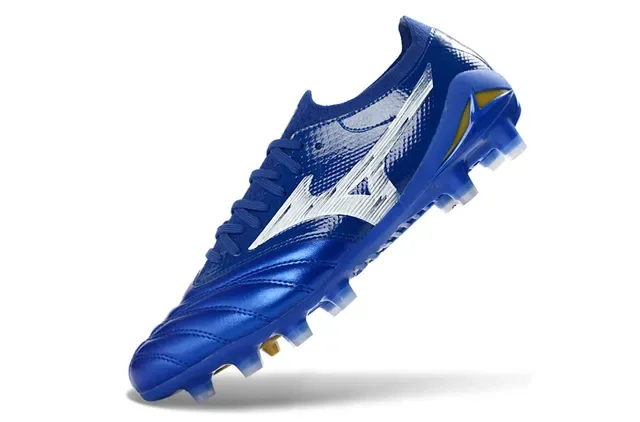 Mizuno Morelia Neo Metallic Blue White Yellow Firm-Ground Soccer Shoes 3