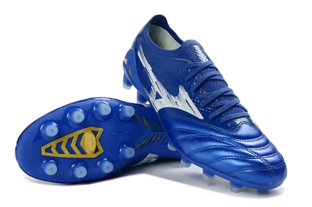 Mizuno Morelia Neo Metallic Blue White Yellow Firm-Ground Soccer Shoes 4