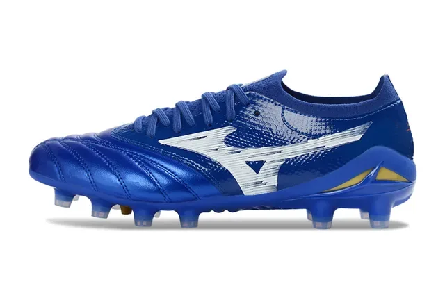 Mizuno Morelia Neo Metallic Blue White Yellow Firm-Ground Soccer Shoes 7