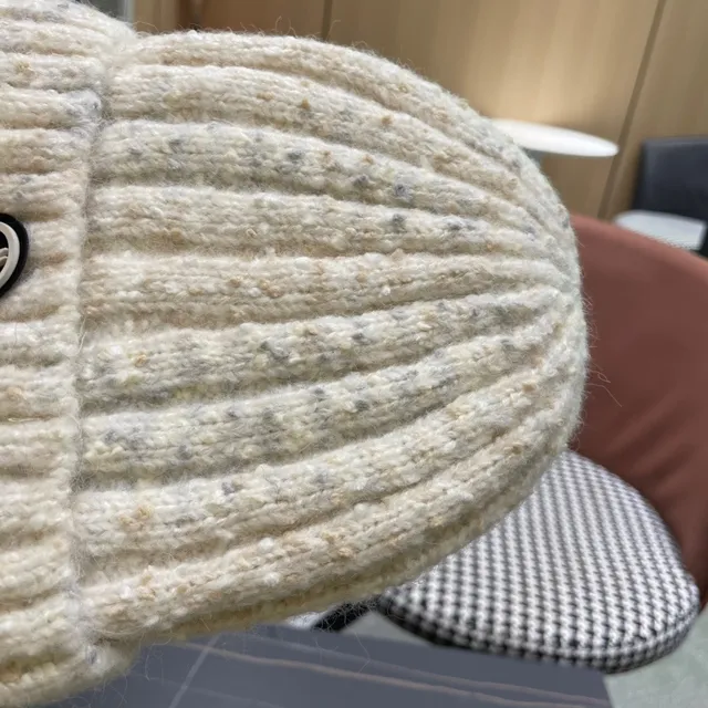 Moncler भूरा बहुरंगी रोब निट फोल्डेड कफ बीननी 2