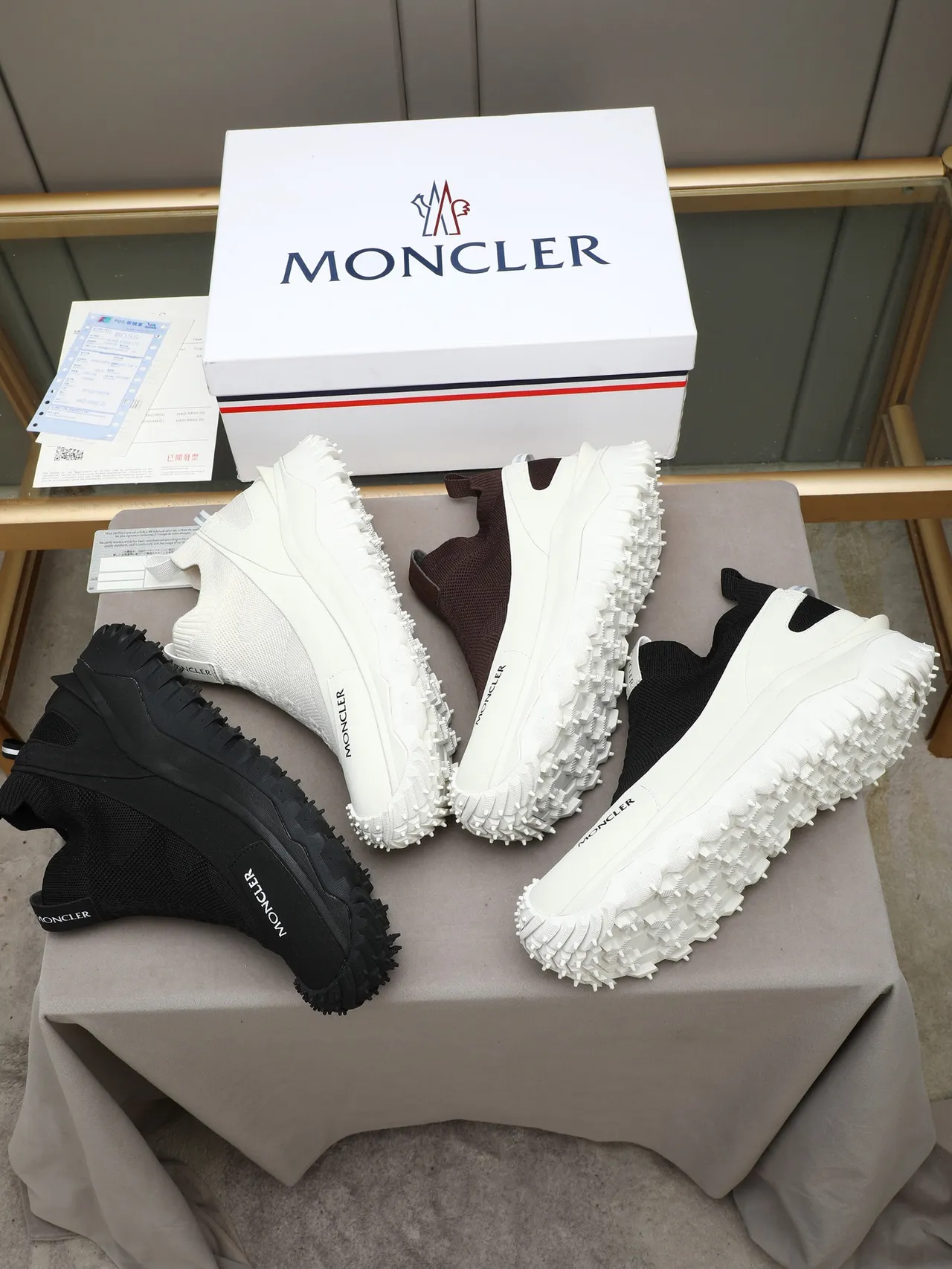 Moncler Black Sock-Fit Slip-On Sneaker 2