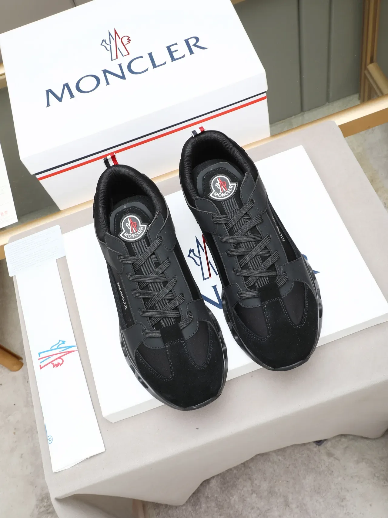 Moncler Black Suede and Synthetic Chunky Sneaker 3