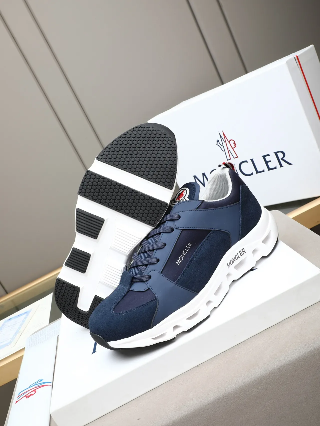 Moncler Navy Blue and White Lifestyle Sneaker 4