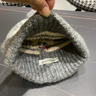 Moncler Ribbed Knit Heather Gray Beanie