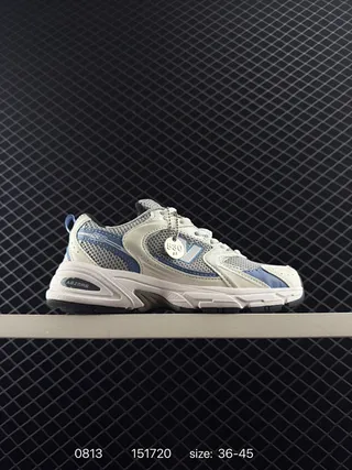 New Balance 530 Tênis Brancos e Azuis Chunky 2