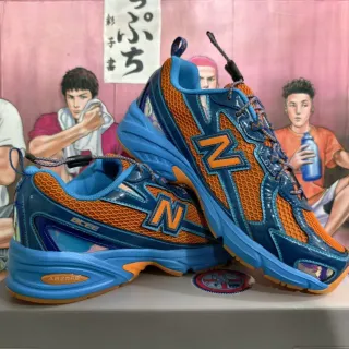 New Balance 9060 蓝色橙色厚底运动鞋