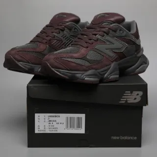 New Balance 9060 Gray and Burgundy Lifestyle Sneakers