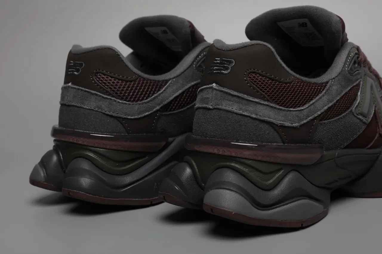 New Balance 9060 Gray and Burgundy Lifestyle Sneakers 2