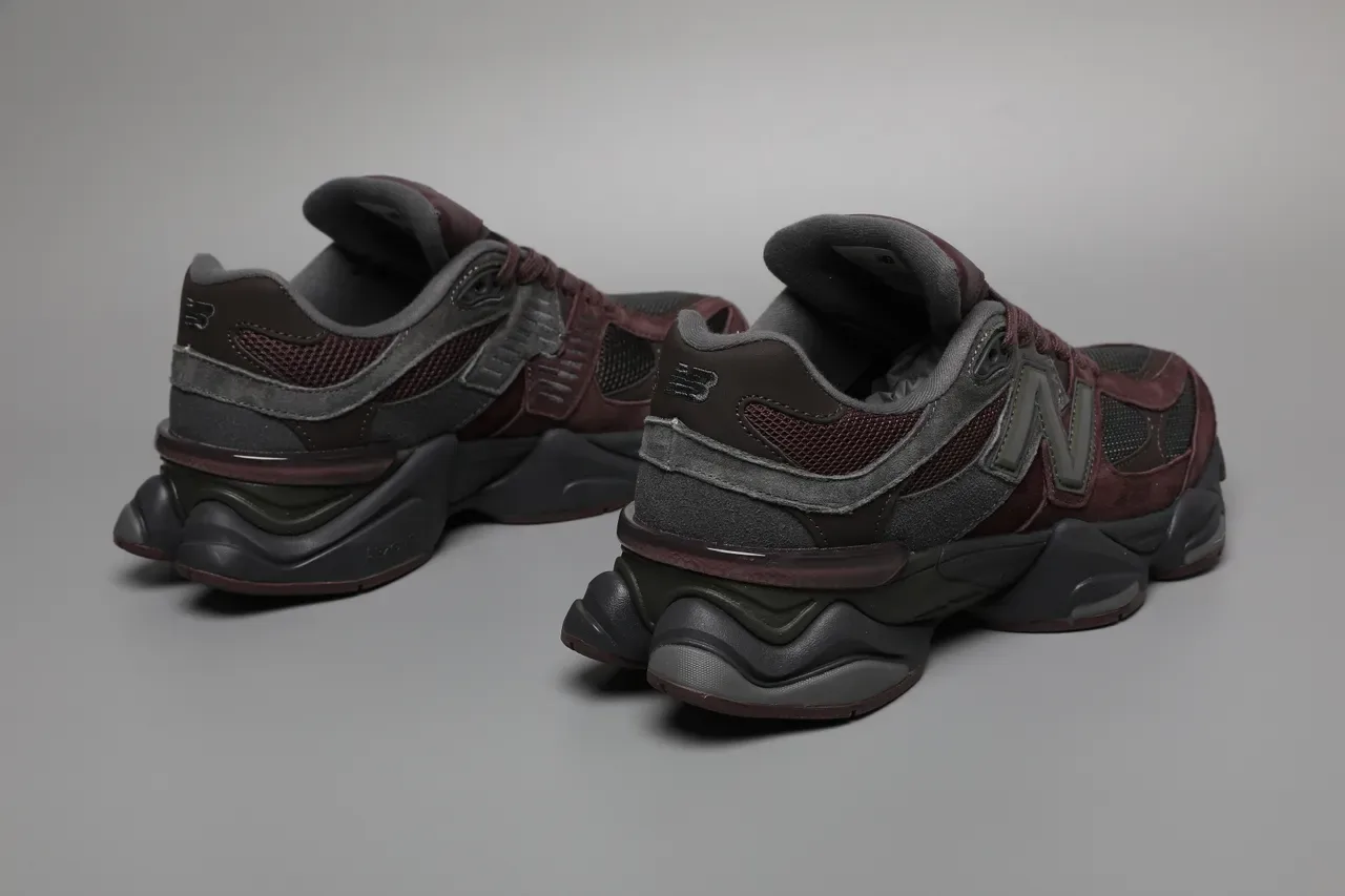 New Balance 9060 Gray and Burgundy Lifestyle Sneakers 3