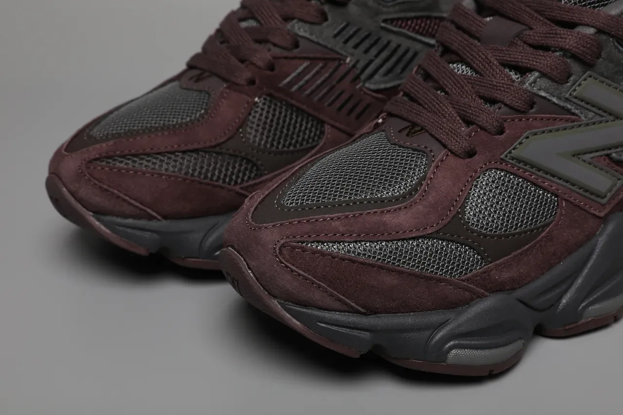 New Balance 9060 Gray and Burgundy Lifestyle Sneakers 4