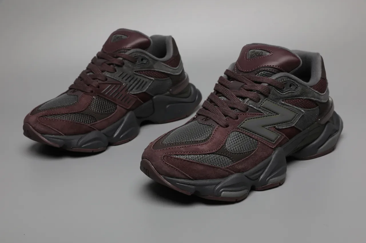 New Balance 9060 Gray and Burgundy Lifestyle Sneakers 5