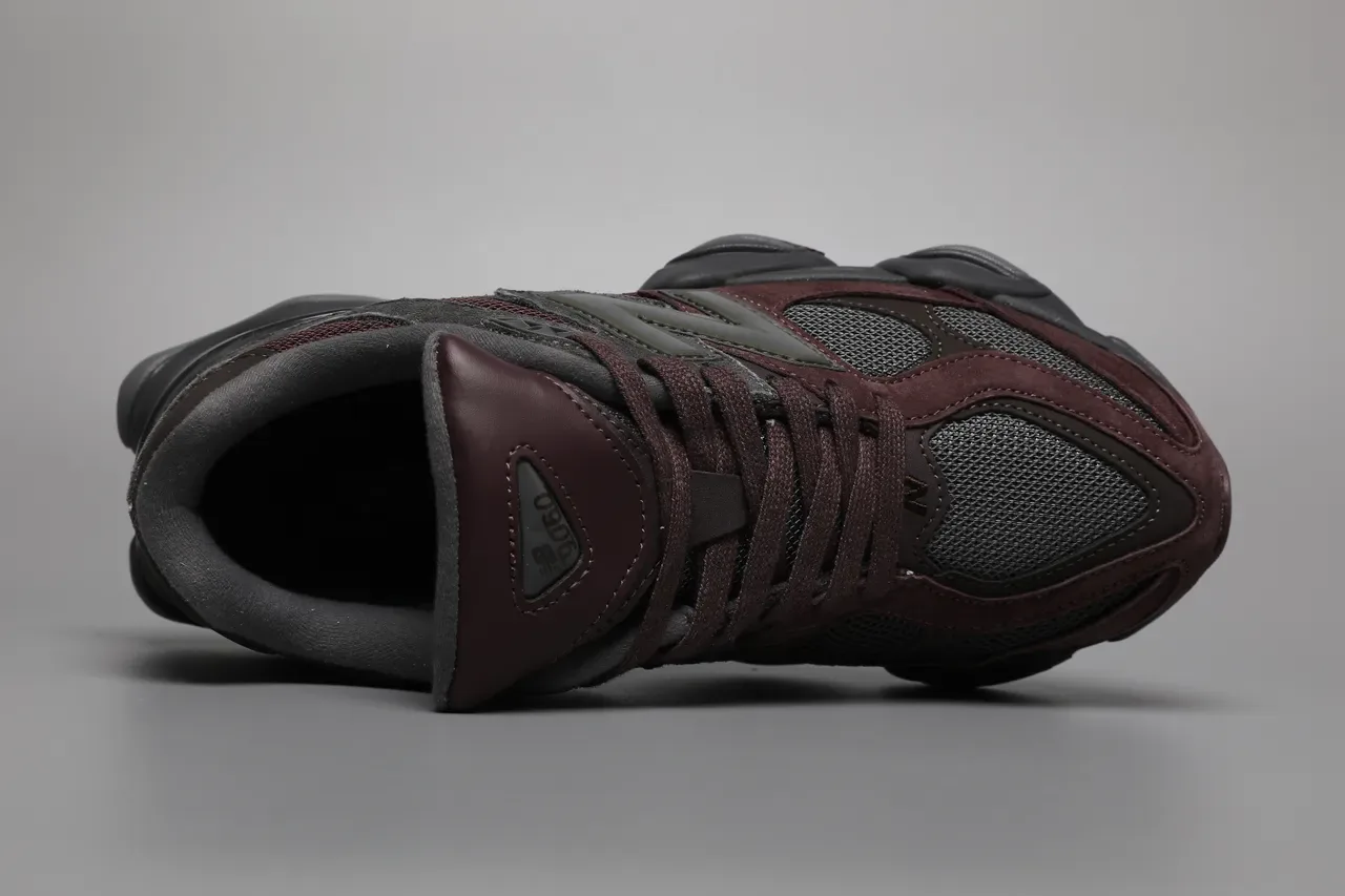 New Balance 9060 Gray and Burgundy Lifestyle Sneakers 7