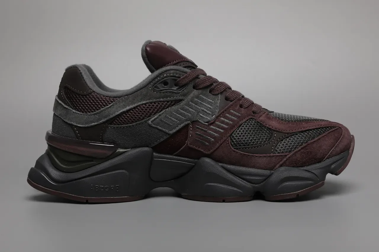New Balance 9060 Gray and Burgundy Lifestyle Sneakers 8