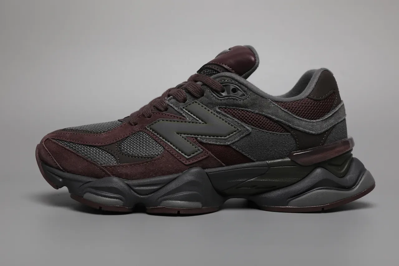 New Balance 9060 Gray and Burgundy Lifestyle Sneakers 9