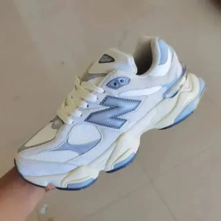 New Balance 9060 أبيض أزرق شكل المواد المختلطة العلوية أحذية رياضية تشانكي