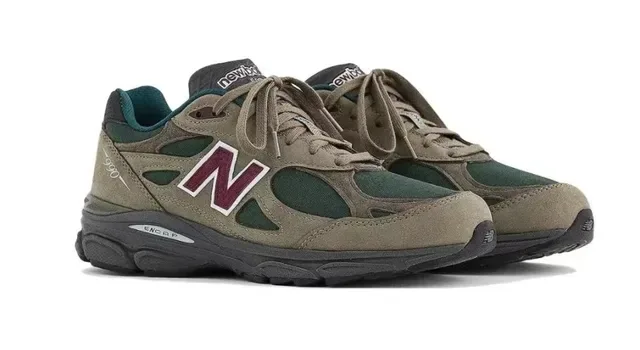 New Balance 993 Olive Green and Maroon Lifestyle Sneakers 5