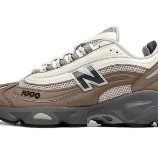 New Balance حذاء رياضي بيج رمادي شبكة طبقية و اصطناعية كثافة متعددة midsole حذاء كانكي