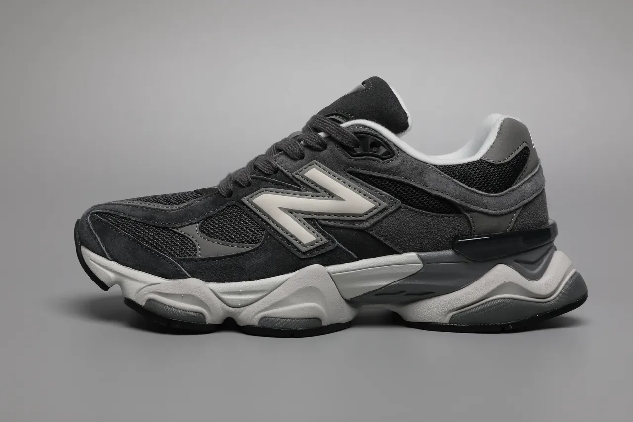 New Balance Negro Blanco Suela Media Gruesa Malla y Ante Superior Zapatillas Lifestyle 9