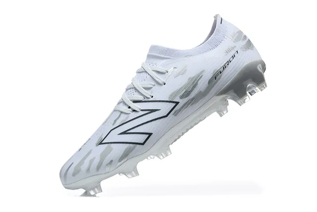 New Balance Furon সাদা ধূসর নিম্নকাট সক-ফিট কলার ফার্ম-গ্রাউন্ড সকার জুতা 4