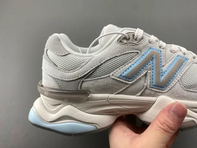 New Balance Tênis Chunky Cinza Azul Midsole Mesh E Suede 3
