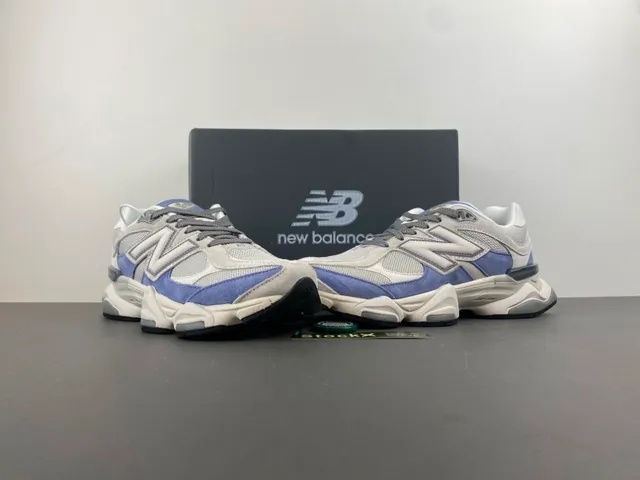 New Balance Tênis Cinza Azul Silhueta Malha e Camurça com Sobreposição Grossa 13
