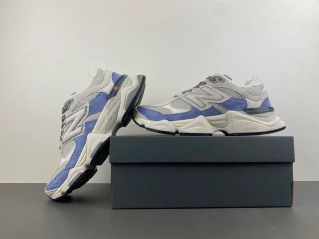 New Balance Tênis Cinza Azul Silhueta Malha e Camurça com Sobreposição Grossa 14