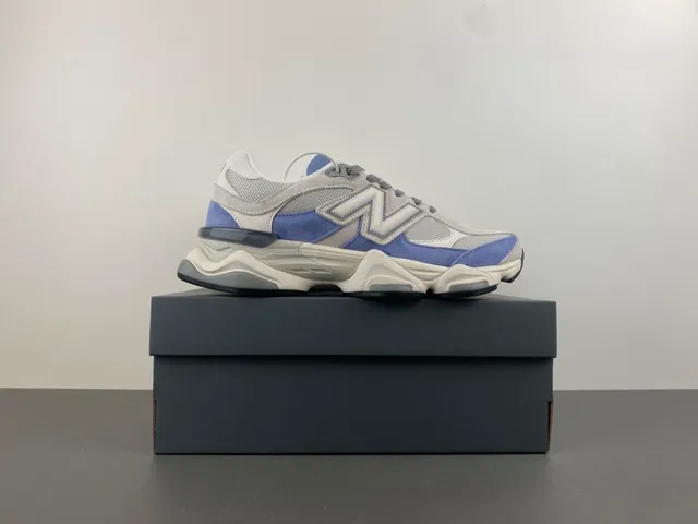 New Balance Tênis Cinza Azul Silhueta Malha e Camurça com Sobreposição Grossa 15