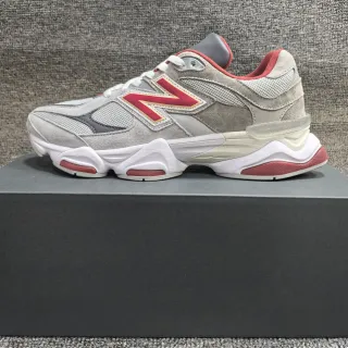 New Balance Gray Red Midsole Mesh And Suede Upper Chunky Sneakers