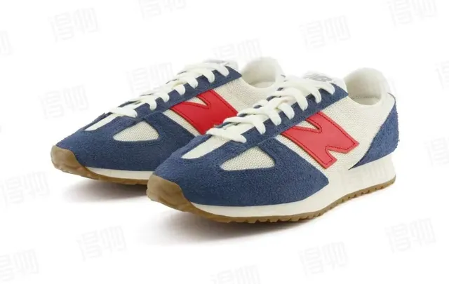 New Balance Navy Red Retro Runner سويد ونسيج جزء علوي أسلوب حياة حذاء رياضي 6