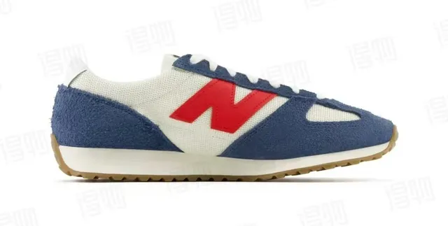 New Balance Navy Red Retro Runner سويد ونسيج جزء علوي أسلوب حياة حذاء رياضي 7
