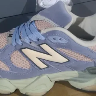 New Balance حذاء رياضي سميك أرجواني وردي كعب شبكة جلد بانلينج