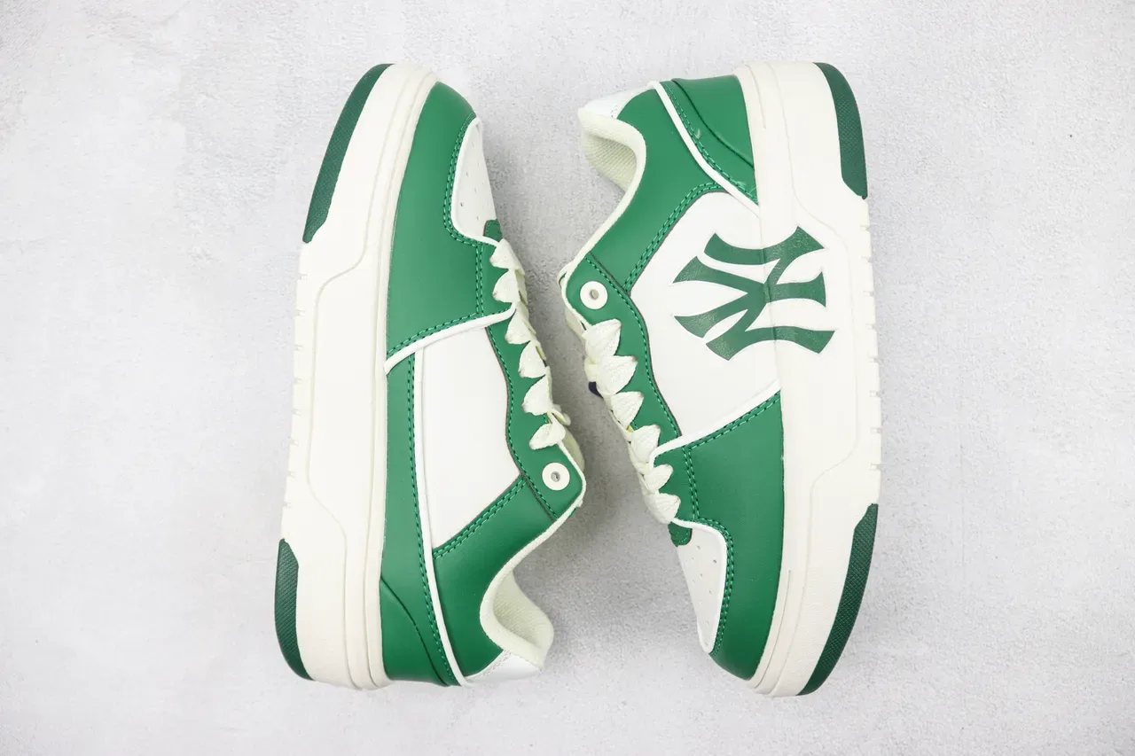 New Era Green White Platform Sole Leather-Paneled Upper Lifestyle Sneakers 2