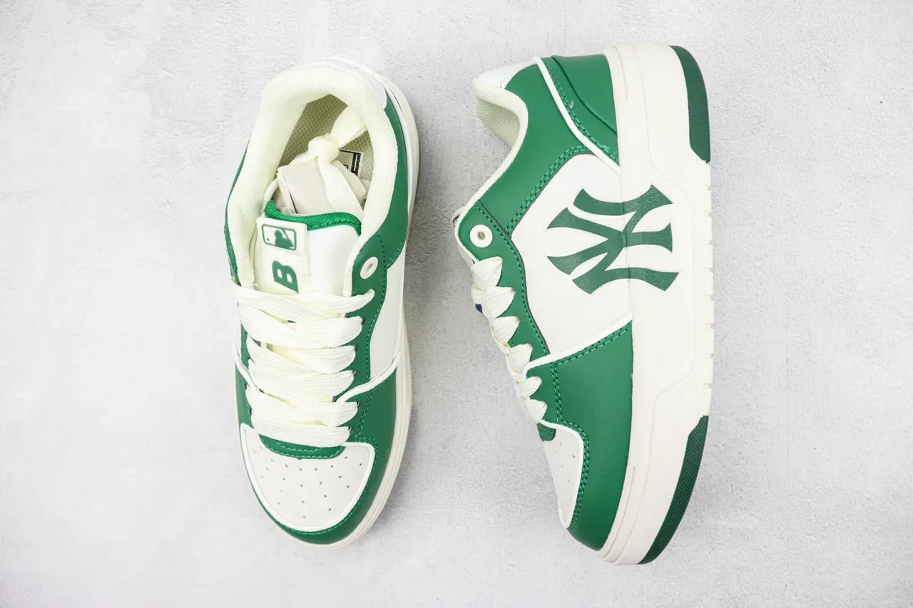 New Era Green White Platform Sole Leather-Paneled Upper Lifestyle Sneakers 3